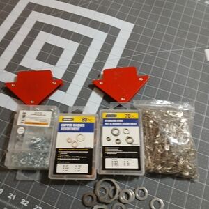 Red Magnetic Welding Holders and Assorted Washers